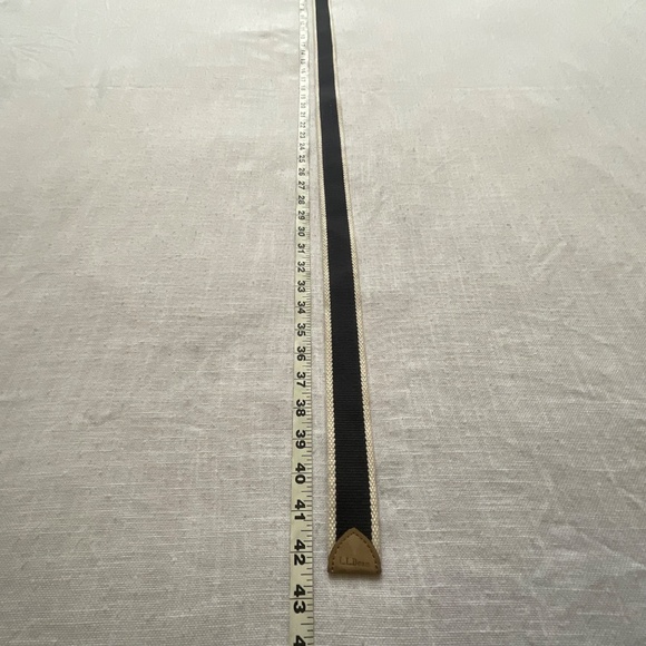 •NEW L.L.Bean Cotton Canvas Leather Unisex Adjustable Belt Size M NWOT - Picture 6 of 10